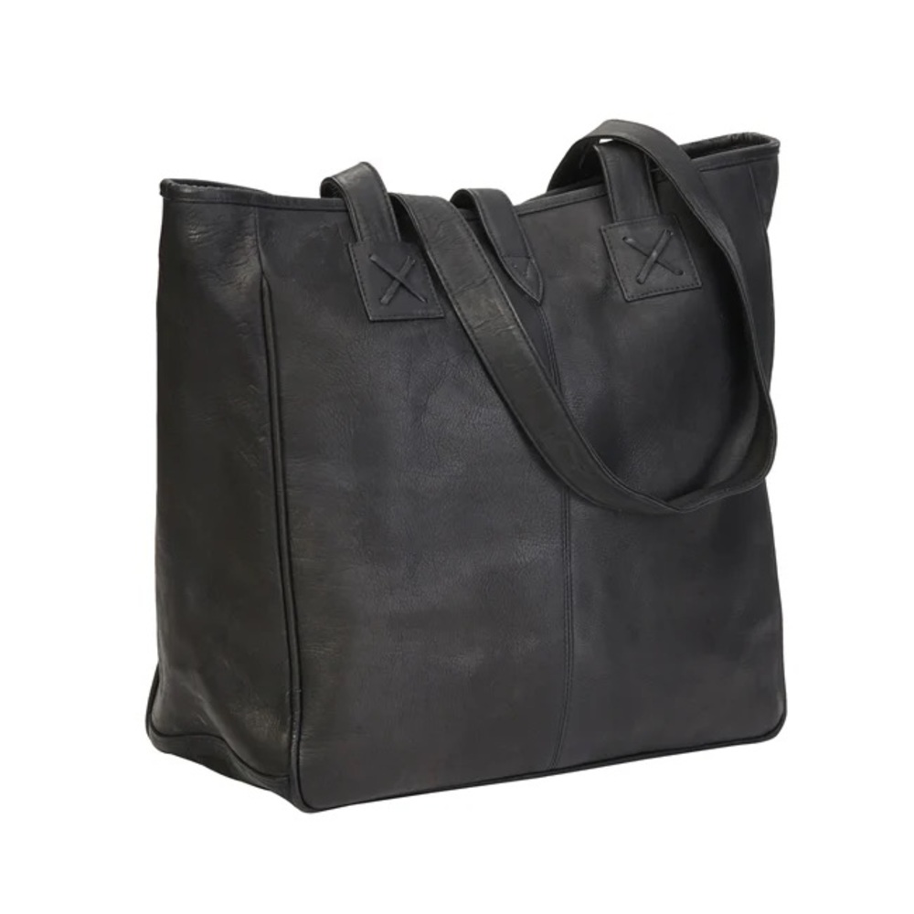 Clava Black Genuine Leather Tote Bag